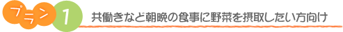 プラン1　共働きなど朝晩の食事に野菜を摂取したい方向け